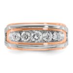 IBGoodman 10k White and Rose Gold Men's Polished and Cut-Out 5-Stone 1 Carat A Quality Diamond Ring - Image 6