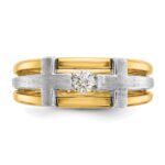 IBGoodman 14k Two-tone Men's Polished Satin and Cut-Out 1/5 Carat AA Quality Diamond Cross Ring - Image 5
