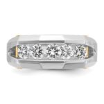 IBGoodman 14k Two-tone Men's Polished and Satin Cut-Out 5-Stone 1 Carat AA Quality Diamond Ring - Image 5