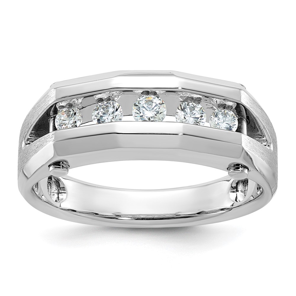 B63601-4WAA.jpg IBGoodman 14k White Gold Five Stone Polished and Satin Men's Ring Mounting - Image 1