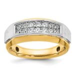14k Two-tone IBGoodman Men's Polished and Satin 2-Row 1/2 Carat AA Quality Diamond Ring