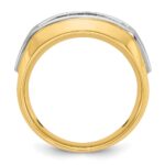 14k Two-tone IBGoodman Men's Polished and Satin 2-Row 1/2 Carat AA Quality Diamond Ring - Image 2