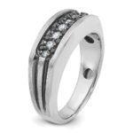 IBGoodman 10k White Gold Men's Polished Satin and Grooved Ring Mounting - Image 8
