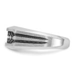 IBGoodman 14k White Gold with Black Rhodium Men's Polished Satin and Grooved 1/2 Carat AA Quality Black and White Diamond Ring - Image 3