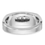 IBGoodman 14k White Gold with Black Rhodium Men's Polished Satin and Grooved 1/2 Carat AA Quality Black and White Diamond Ring - Image 5