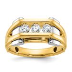 14k Two-tone IBGoodman Men's Polished 3-Stone 1/2 Carat AA Quality Diamond Ring