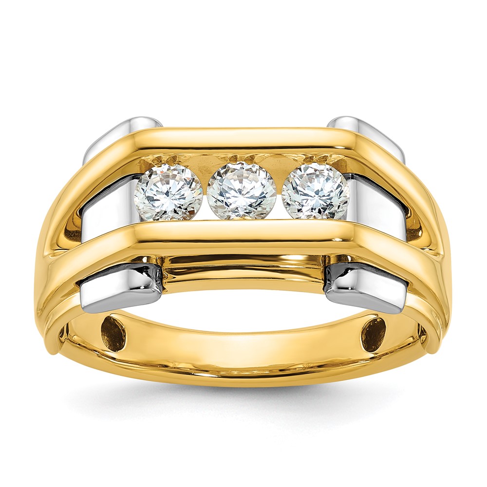 B63737-4YWAA.jpg 14k Two-tone IBGoodman Men's Polished 3-Stone 1/2 Carat AA Quality Diamond Ring - Image 1