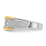 IBGoodman 14k Two-tone Men's Polished Satin and Grooved Square 5-Stone 1 Carat AA Quality Diamond Ring - Image 5