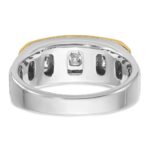 IBGoodman 14k Two-tone Men's Polished Satin and Grooved Square 5-Stone 1 Carat AA Quality Diamond Ring - Image 7