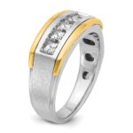 IBGoodman 14k Two-tone Men's Polished Satin and Grooved Square 5-StoneRing Mounting - Image 8