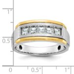 IBGoodman 14k Two-tone Men's Polished Satin and Grooved Square 5-StoneRing Mounting - Image 3