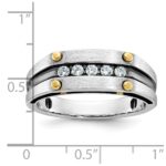 IBGoodman 14k Two-tone with Black Rhodium Men's Polished Satin and Grooved 5-Stone 1/4 Carat AA Quality Diamond Ring - Image 3