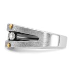 IBGoodman 14k Two-tone with Black Rhodium 1 carat Lab Grown Diamond VS/SI+ G+ Five Stone Complete Polished Satin and Grooved Men's Ring - Image 3