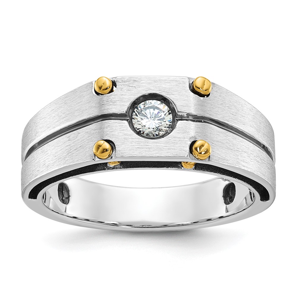 B63783-4WYAA.jpg 14k Two-tone IBGoodman Men's Polished and Satin 1/5 carat Diamond Complete Ring - Image 1