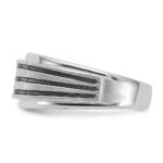 IBGoodman 14k White Gold with Black Rhodium 1/3 carat Lab Grown Diamond VS/SI+ G+ Complete Polished and Grooved Men's Ring - Image 3