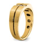 IBGoodman 10k White Gold with Black Rhodium Men's Satin and Grooved 3-Stone 1/5 Carat A Quality Diamond Ring - Image 7