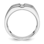 IBGoodman 14k White Gold Satin and Grooved Three Stone Men's Ring Mounting - Image 2