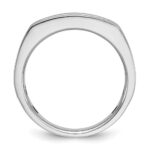IBGoodman 14k White Gold Men's Polished Satin and Grooved Square 5-Stone Ring Mounting - Image 2