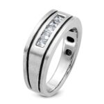 IBGoodman 14k White Gold with Black Rhodium Men's Polished Satin and Grooved Square 5-Stone 1/2 Carat AA Quality Diamond Ring - Image 8
