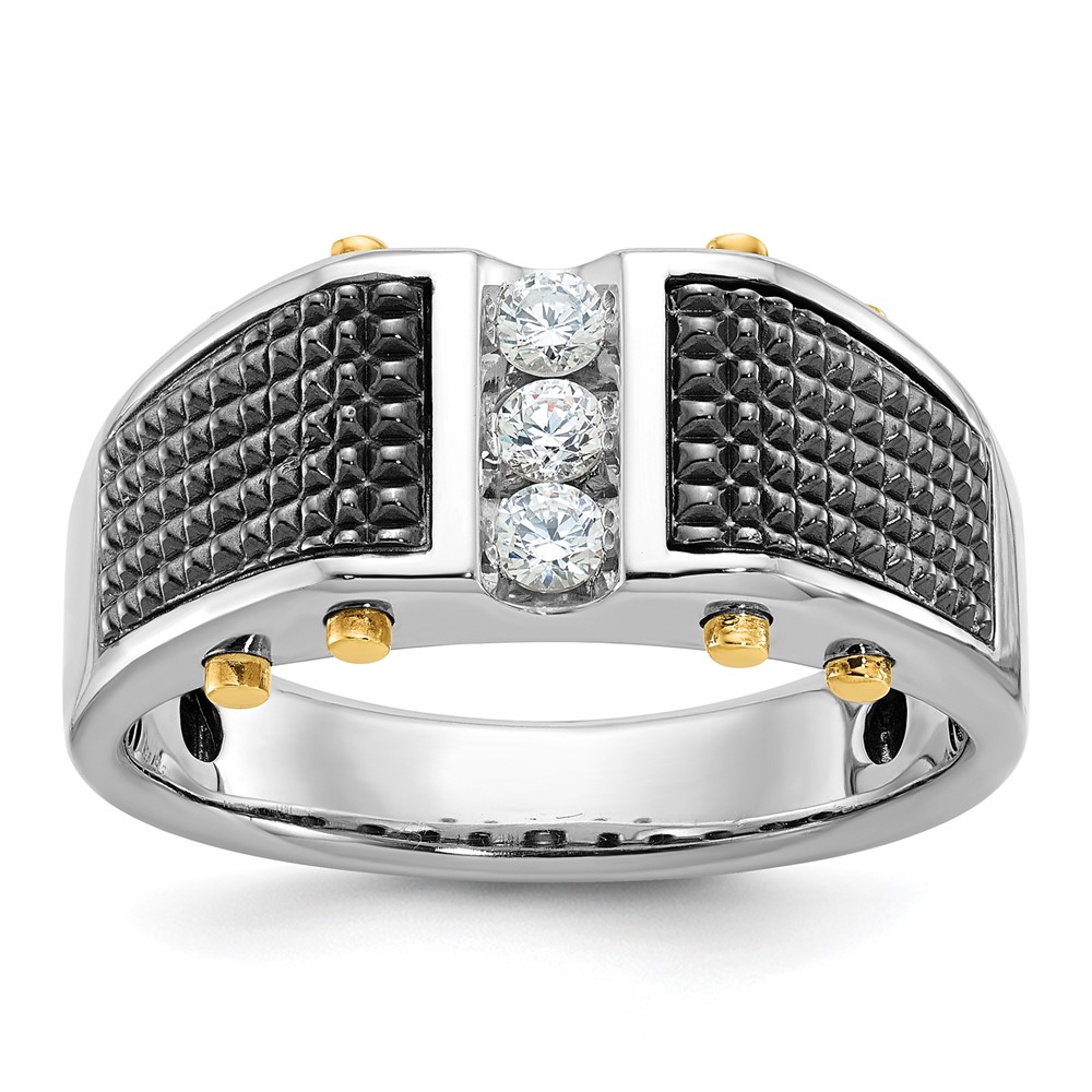 B63813-4WYAA.jpg IBGoodman 14k Two-tone with Black Rhodium 1/4 carat Lab Grown Diamond VS/SI+ G+ Complete Polished and Textured Men's Ring - Image 1