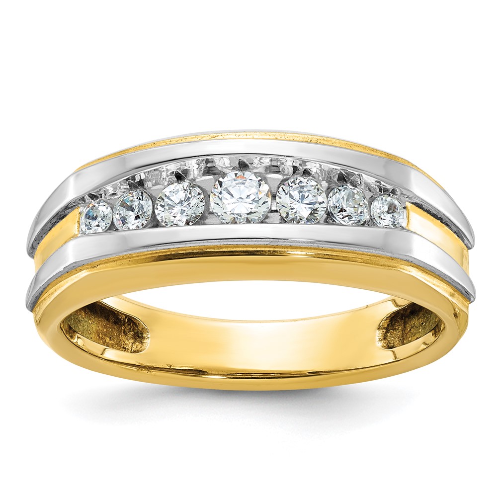B63824-4YWAA-1.jpg IBGoodman 14k with White Rhodium Men's Polished 7-Stone 1/2 Carat AA Quality Diamond Ring - Image 1