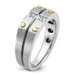 14k Two-tone w/Black Rhodium IBGoodman Men's Satin 1/3 carat Diamond Complete Ring - Image 6