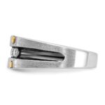 IBGoodman 14k Two-tone with Black Rhodium 1/2 carat Lab Grown Diamond VS/SI+ G+ Five Stone Complete Polished Satin and Grooved Men's Ring - Image 3