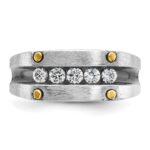 IBGoodman 14k Two-tone with Black Rhodium 1/2 carat Lab Grown Diamond VS/SI+ G+ Five Stone Complete Polished Satin and Grooved Men's Ring - Image 4