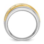 IBGoodman 14k Two-tone Men's Polished and Grooved 7-Stone 1 1/2 Carat AA Quality Diamond Ring - Image 2
