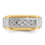 IBGoodman 14k Two-tone Men's Polished Satin and Beaded 5-Stone Ring Mounting - Image 6