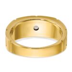 IBGoodman 14k Two-tone Men's Polished Satin and Grooved 1/10 Carat AA Quality Diamond Ring - Image 7