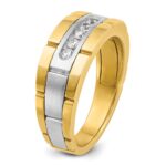IBGoodman 14k Two-tone Men's Polished and Grooved 5-Stone Ring Mounting - Image 8