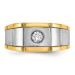 10k Two-tone IBGoodman Men's Polished and Satin Diamond Complete Ring - Image 6