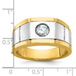 IBGoodman 14k Two-tone Men's Polished Satin and Grooved 1/2 Carat AA Quality Diamond Ring - Image 3