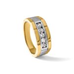 IBGoodman 14k Two-tone 1/2 carat Lab Grown Diamond VS/SI+ G+ Five Stone Complete Polished and Satin Men's Ring - Image 8
