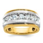 IBGoodman 14k with White Rhodium 1 1/2 carat Lab Grown Diamond VS/SI+ G+ Complete Satin Men's Ring