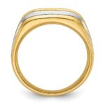 IBGoodman 14k Two-tone Men's Polished Satin and Grooved 5-Stone 1/2 Carat AA Quality Diamond Ring - Image 2