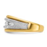 IBGoodman 14k Two-tone Men's Polished Satin and Grooved 5-Stone 1/2 Carat AA Quality Diamond Ring - Image 5