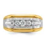 IBGoodman 14k Two-tone 1/2 carat Lab Grown Diamond VS/SI+ G+ Five Stone Complete Polished and Satin Men's Ring - Image 4