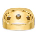 IBGoodman 10k Two-tone Men's Polished Satin and Grooved 5-Stone 1 Carat A Quality Diamond Ring - Image 7