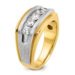 IBGoodman 10k Two-tone Men's Polished Satin and Grooved 5-Stone 1 Carat A Quality Diamond Ring - Image 8