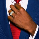 IBGoodman 14k Two-tone Men's Polished Satin and Grooved 5-Stone Ring Mounting - Image 4