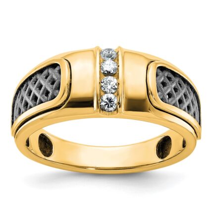 10k IBGoodman Men's w/Black Rhodium Diamond Complete Ring