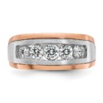 IBGoodman 14k White and Rose Gold Men's Polished and Satin 5-Stone Ring Mounting - Image 6