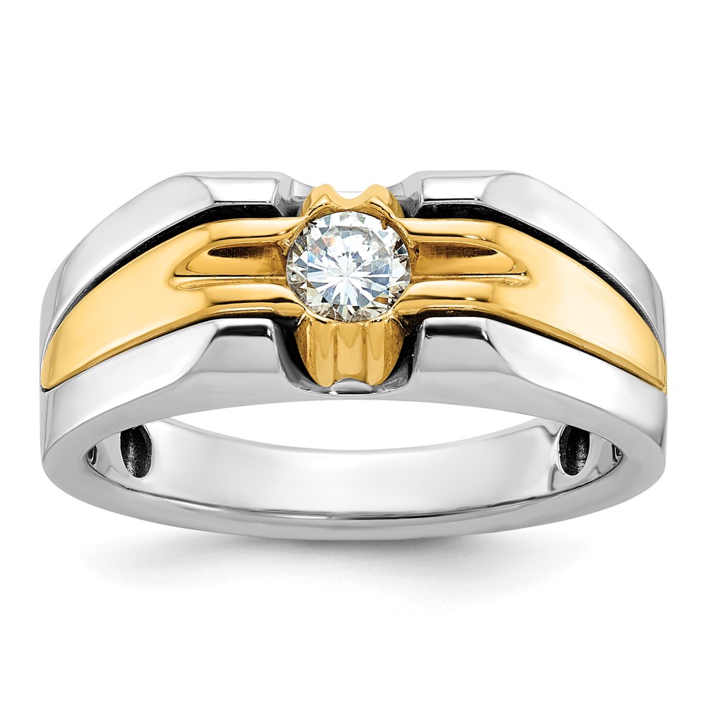 B63987-4WYAA-1.jpg 14k Two-tone IBGoodman Men's 3/8 carat Diamond Complete Ring - Image 1