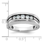 IBGoodman 10k White Gold Men's Polished Satin and Grooved 5-Stone Ring Mounting - Image 3
