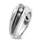 IBGoodman 14k White Gold with Black Rhodium Men's Polished Satin and Grooved Solitaire 1/5 Carat AA Quality Diamond Ring - Image 8