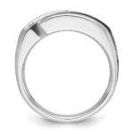 IBGoodman 14k White Gold with Black Rhodium Men's Polished Satin and Grooved 1 Carat AA Quality Diamond Ring - Image 2