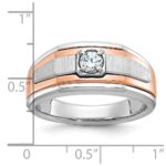 14k Two-tone White/Rose Gold IBGoodman Men's Satin 1/3 carat Diamond Complete Ring - Image 3