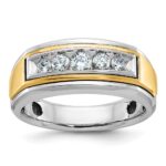 14k Two-tone IBGoodman Men's Polished 5-Stone Ring Mounting